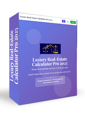 Luxury Real-Estate Calculator Pro 2025 este singura platforma din RomĂ˘nia care transforma rapid terenuri virane Ă®n studii de fezabilitate premium gata pentru banca Ă®n mai puČ›in de 60 de secunde.
